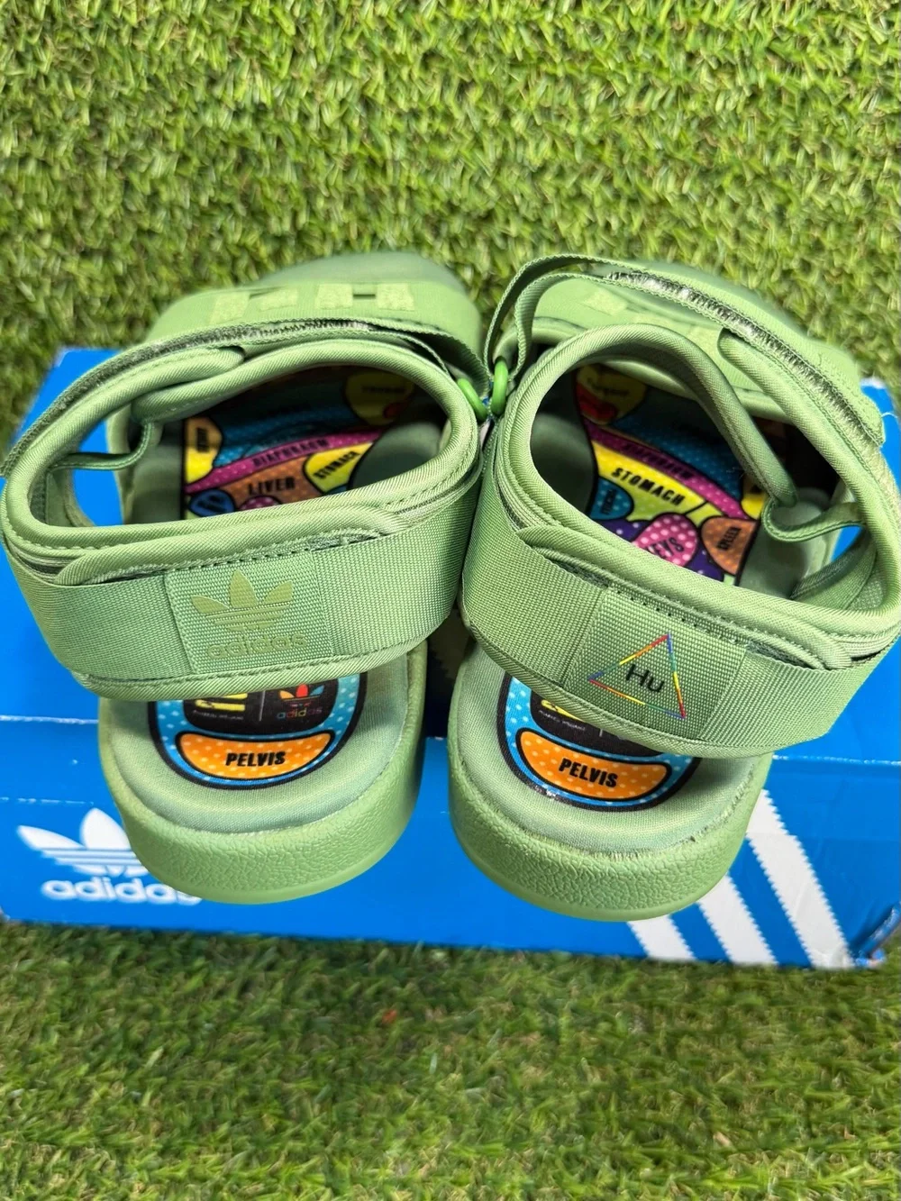 adidas PW Adilette 2.0 Pharrell Williams Green Hu Sandals Men Size 8 FU7611